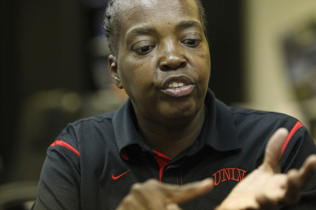 Musiette McKinney, assistant director and educational talent search at UNLV's TheCenter, shares stories of students that her program has helped during an interview at TheCenter office, Tuesday, Se ...