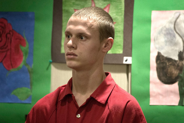 Michael Boyd Jr., 19, appears in Henderson Justice Court on Wednesday, Sept. 3, 2014. He is charged with felonies for putting a barrel of fuel on a bonfire that exploded and led to seven Basic Hi ...