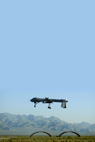 A MQ-1 Predator unmanned aerial vehicle takes off for a training flight from Creech Air Force Base at Indian Springs, 45 miles northwest of Las Vegas on Monday, Aug. 18, 2008. The remotely piloted ...