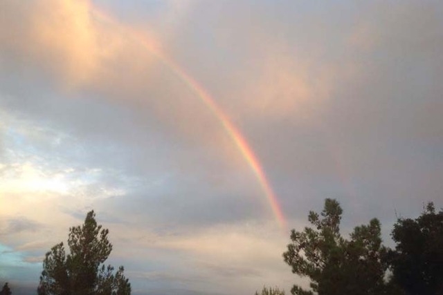 A rainbow is seen over Aliante on Sunday. (Courtesy, Ralph Cadwallader)