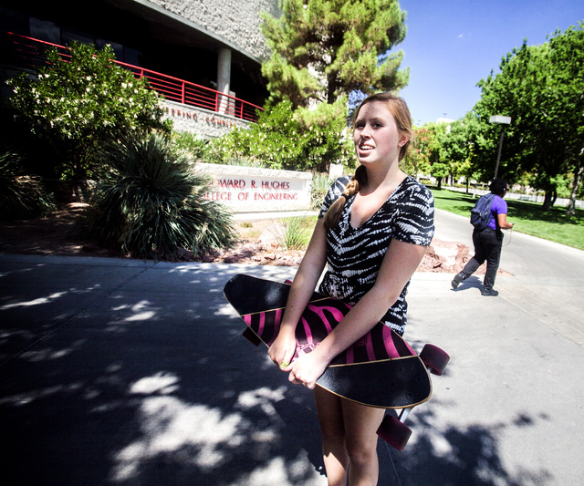 UNLV freshman student Colbee Jones from Reno stands near the Howard R. Hughes College of Engineering on Friday, Sept. 5, 2014. Jones is one of 673 freshman students attending the college this year ...
