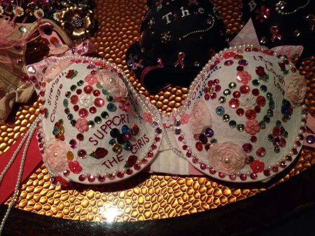 A decorated bra is displayed during a previous Big Shots Breast Cancer  Fundraiser. This year's event is also set to include a “Bling the Bra”  contest. (Special to View)