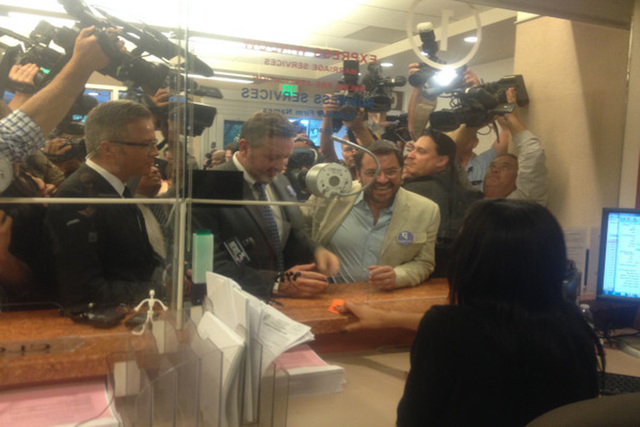 Las Vegas' first same-sex marriage license is issued on Thursday, Oct. 9, 2014. (@ClarkCountyNV/Twitter) (@ClarkCountyNV/Twitter)