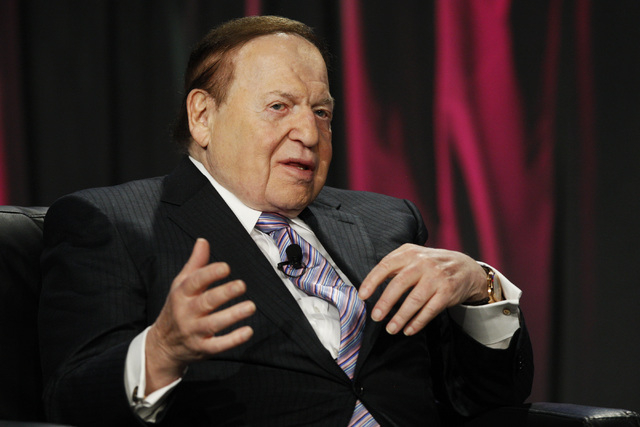Las Vegas Sands CEO Sheldon Adelson delivers a keynote address at Global Gaming Expo Wednesday, Oct. 1, 2014, at the Sands Convention Center. (Sam Morris/Las Vegas Review-Journal)
