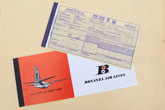 This is an example of the type of ticket that was issued by Bonanza Air Lines in the early 1960's. (Courtesy of Scroggins Aviation)