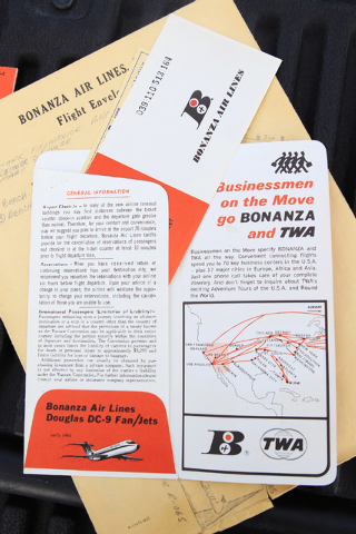 This is an example of the type of ticket that was issued by Bonanza Air Lines in the early 1960's. (Courtesy of Scroggins Aviation)