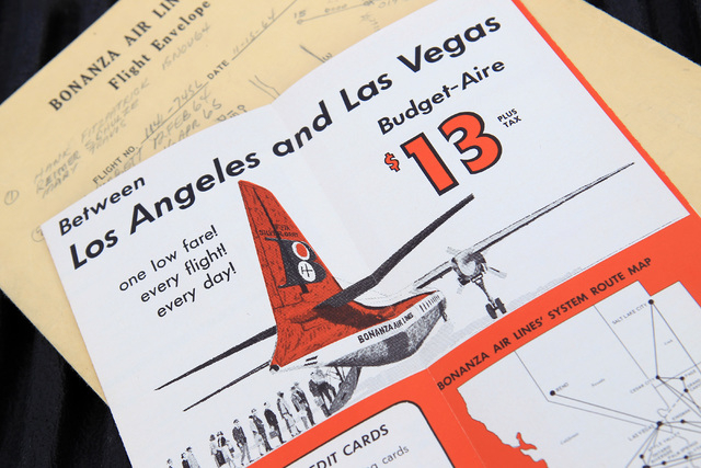 This is an advertising brochure and schedule from Bonanza Air Lines in the early 1960's. (Courtesy of Scroggins Aviation)