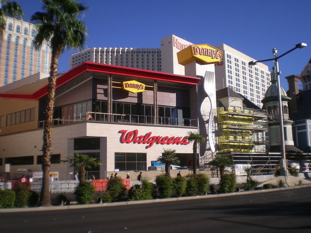 Walgreens, Denny's and White Castle on Las Vegas Strip in Las