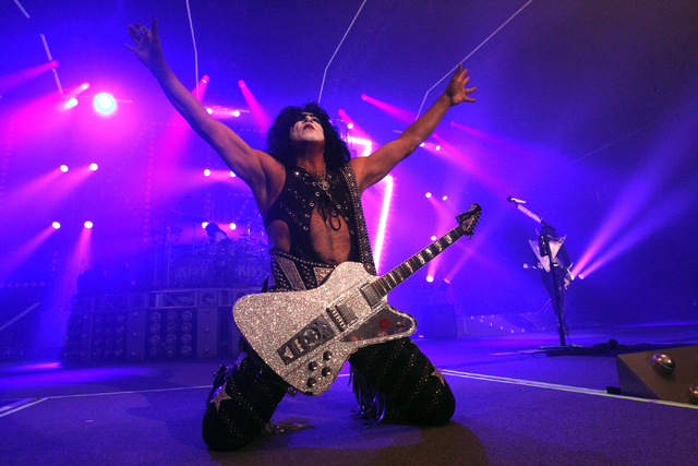 Paul Stanley performs with Kiss at The Joint at the Hard Rock hotel-casino in Las Vegas for the start of their residency Wednesday, Nov. 5, 2014. (K.M. Cannon/Las Vegas Review-Journal)