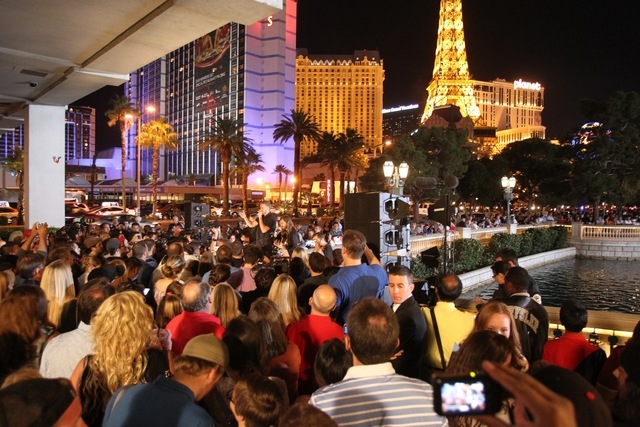 Imagine Dragons performs Saturday in front of the Bellagio. (Courtesy)