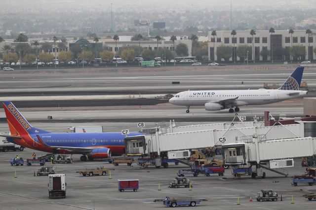 In the spirit of helping warriors who fly, two airlines are adding flights at McCarran International Airport. (Erik Verduzco/Las Vegas Review-Journal)