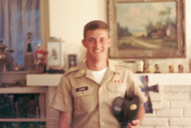 U.S. Army soldier, Pfc Austin Schmidt, poses in his Class A uniform while on leave following completion of basic training in1969. (Photo courtesy of Col. Austin Schmidt - retired - to the Las Vega ...