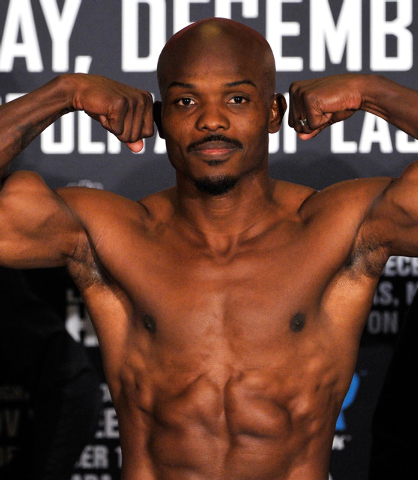 Timothy Bradley poses during the final weigh-in at the Cosmopolitian Las Vegas on Friday, Dec. 12, 2014, in Las Vegas. Bradley will take on Diego Chaves in a 12-round welterweight bout on Saturday ...