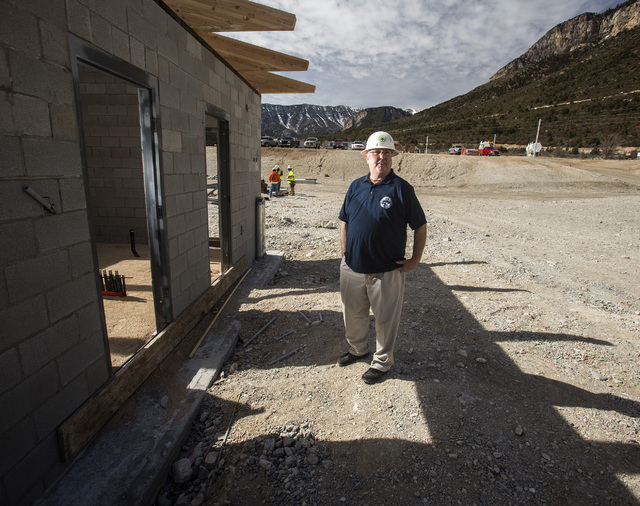 Steve Ririe, chairman of the Silent Heros of the Cold War Memorial, stands at the Spring Mountain Visitor Gateway under construction on the Kyle Canyon Road approaching Mount Charleston,Tuesday, ...