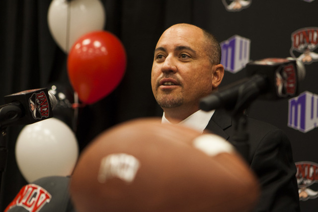 Tony Sanchez  during press conference to introduced  hime as UNLV's Men's football coach, Thursday, Dec. 11,2014, at Stan Fulton Building.  Sanchez, former Bishop Gorman High School coach, is the  ...
