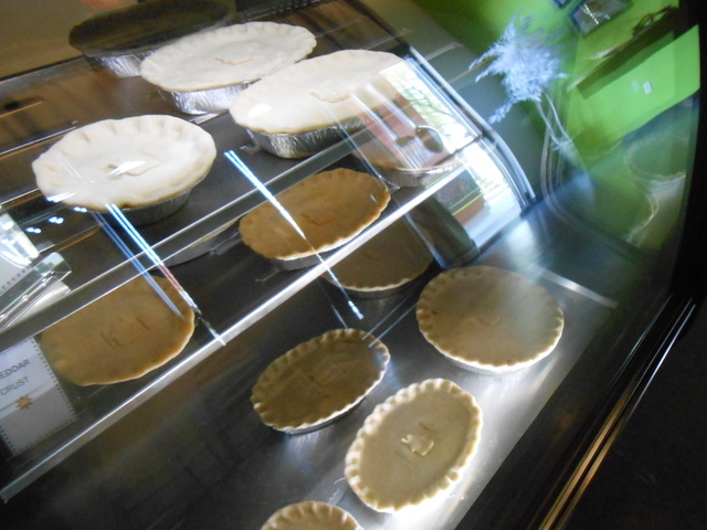 A display case shows off ready-to-take-and-bake chicken pot pies at Pie Me Over. The gourmet pot pies come in three crust types, regular, cheddar and habanero. (Jan Hogan/View)
