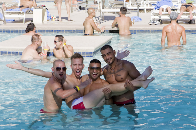 The Temptation Sundays pool party, which is focused on the LGBT (Lesbian, G...