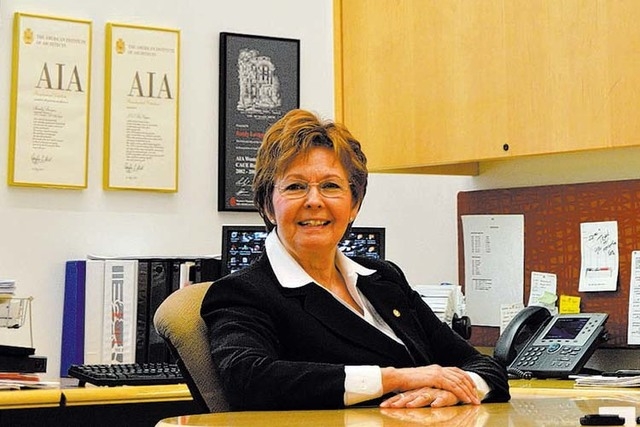 Randy Lavigne is surrounded by awards in her office at the American Institute of Architects on Fourth Street in downtown Las Vegas. She is the chapter's executive director. (Stephanie Annis/Specia ...