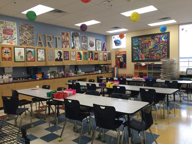Students at the Somerset Academy of Las Vegas Stephanie Campus, 50 N. Stephanie St, study an array of subjects, including art. The campus opened in August and teaches kindergarten through eighth g ...