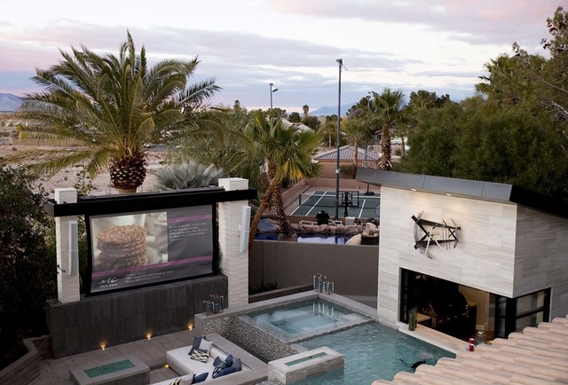 Drew and Jonathan and Scott, who star on the HGTV's "Property Brothers," hired HP Media Group to design and built a 165-inch, 12-foot-wide outdoor movie screen for their new Las Vegas home.  The s ...