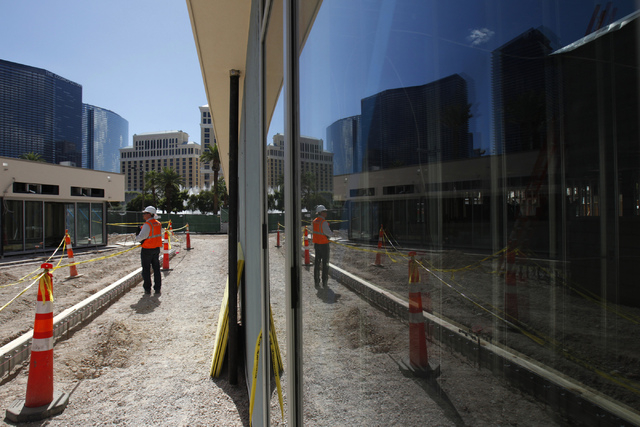 Michael Diebel, project manager with the Penta Building Group, gives a tour of the construction site of the future Grand Bazaar Shops at Bally's casino-hotel in Las Vegas Thursday, Sept. 4, 2014.  ...