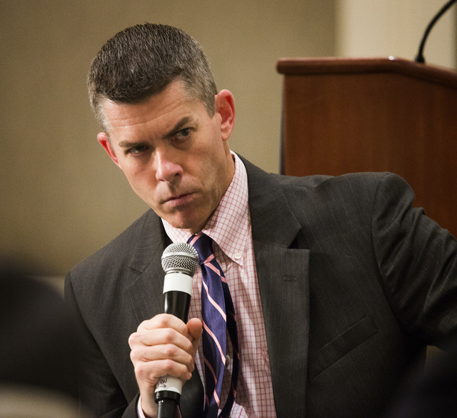 Review Journal senior editor writer Glenn Cook, moderating "Newsfeed" breakfast program at the Four Season, 3960 Las Vegas Boulevard on Monday, Jan.12, 2015. (Jeff Scheid/Las Vegas Review-Journal)