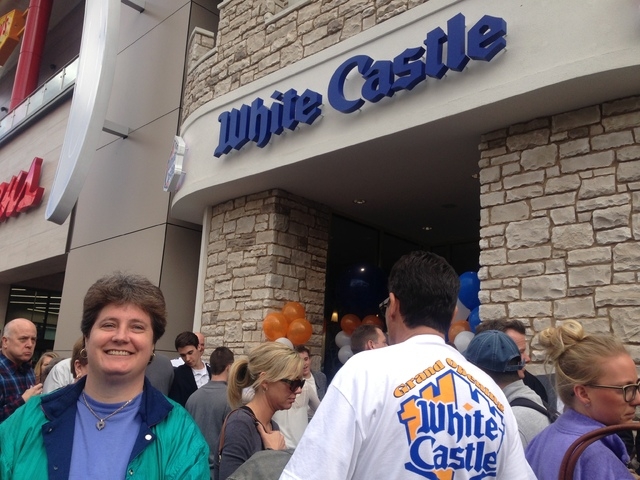 Linda Kitchel of Las Vegas was first in line for White Castle opening on the Strip in Las Vegas on Tuesday, Jan. 27, 2015. (Alan Snel/Las Vegas Review-Journal)