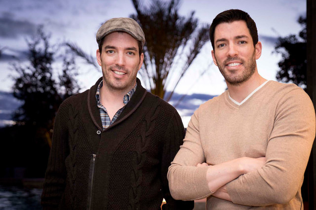 Jonathan and Drew Scott, who star on the HGTV's "Property Brothers," relax in their Las Vegas home. (Tonya Harvey/Real Estate Millions)