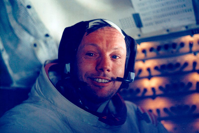 Neil Armstrong in the lunar module after his historic moonwalk. (REUTERS/NASA)