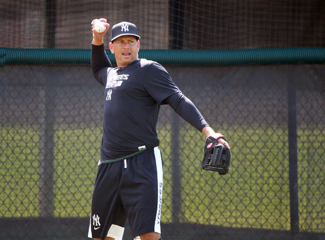 Feb 23, 2015; Tampa, FL, USA; New York Yankees third baseman Alex Rodriguez (13) practices during spring training work outs at Yankees Minor Leauge Complex. (Kim Klement-USA TODAY Sports)