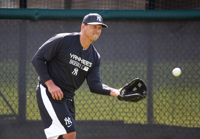 Feb 23, 2015; Tampa, FL, USA; New York Yankees third baseman Alex Rodriguez (13) practices during spring training work outs at Yankees Minor Leauge Complex. (Kim Klement-USA TODAY Sports)