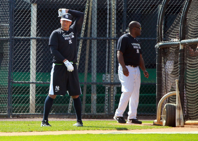 Feb 23, 2015; Tampa, FL, USA; New York Yankees third baseman Alex Rodriguez (13) works out for spring training at Yankees Minor League Complex. (Kim Klement-USA TODAY Sports)