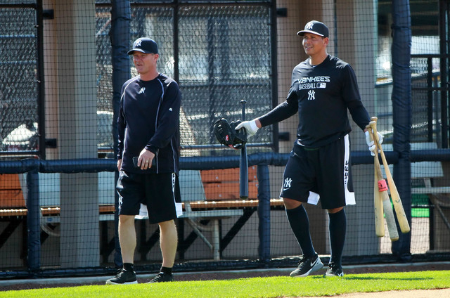 Feb 23, 2015; Tampa, FL, USA; New York Yankees third baseman Alex Rodriguez (13) works out for spring training at Yankees Minor League Complex. (Kim Klement-USA TODAY Sports)