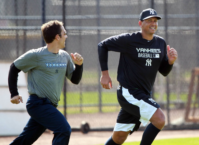 Feb 23, 2015; Tampa, FL, USA; New York Yankees third baseman Alex Rodriguez (13) works out for spring training at Yankees Minor League Complex. (Kim Klement-USA TODAY Sports)