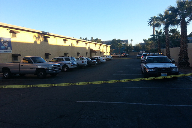 At least three people were shot Tuesday afternoon in the 900 block of East Twain Avenue, near the intersection at Swenson Street, according to Las Vegas police. (Ricardo Torres/Las Vegas Review-Jo ...