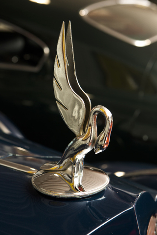 A hood ornament on a 1937 Packard Twelve Limousine is seen Tuesday, Feb. 3, 2015 at the Rogers' Classic Car Museum, 1480 Gragson Avenue. (Jeff Scheid/Las Vegas Review-Journal)