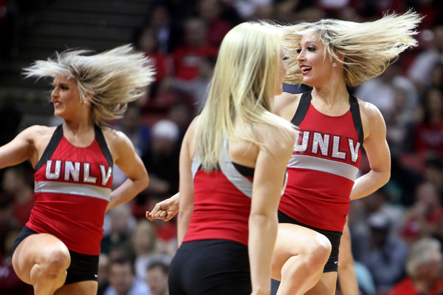 The UNLV dance team performs during the second half of their Mountain West Conference game against Fresno State Tuesday, Feb. 10, 2015, at the Thomas & Mack Center. UNLV won 73-61. (Sam Morris/Las ...