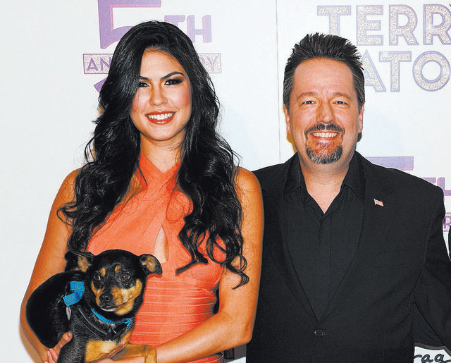 Mirage headliner Terry Fator, right, and his wife and stage assistant, Taylor Makakoa. Fator and Makakoa announced today that they are divorcing. (Courtesy)