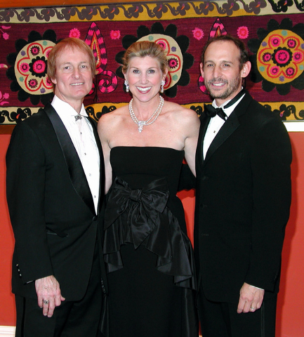 The Nevada Ballet Theatre Artistic Director, Bruce Steivel, from left, welcomes Kevyn and Daniel Friedman to the annual Black & White Ball at Wynn Las Vegas in February, 2004. (Las Vegas Review-J ...