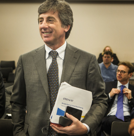 Renato Ascoli, CEO of North America Gaming/Interaction Division of GTECH Holding during a special Gaming Control Board Hearing on the licensing of the GTech-International Game Technology merger/b ...