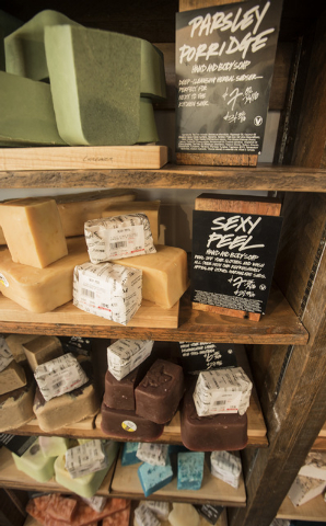 A selection of facial and body cleanse bars at Lush Fresh Made Cosmetics at Grand Bazaar Shops, 3645 Las Vegas Blvd. South, is seen Thursday, Feb 26, 2015. The $50 million project outdoor shopping ...