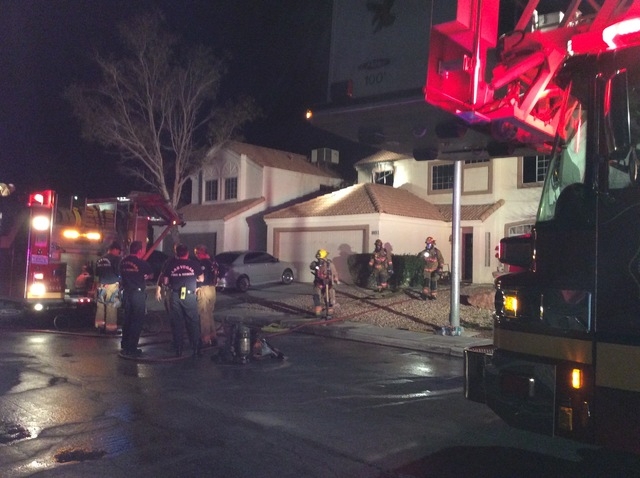 Six people were displaced after a house fire late Monday night, Feb. 9, 2015, near Vegas and Torrey Pines drives. (Courtesy/Las Vegas Fire Department)