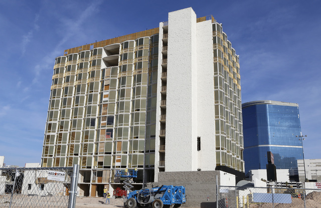 The Clarion Hotel at 205 Convention Center Drive is seen Thursday, Feb. 5, 2015. The Clarion off the Strip was imploded on Feb. 10 about 3 a.m. (Bizuayehu Tesfaye/Las Vegas Review-Journal)