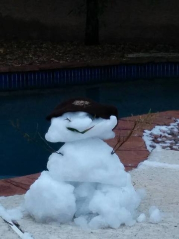 After a night of showers, some Las Vegas valley residents woke up to a cool surprise: Snow! (Courtesy, Leon Delgado)