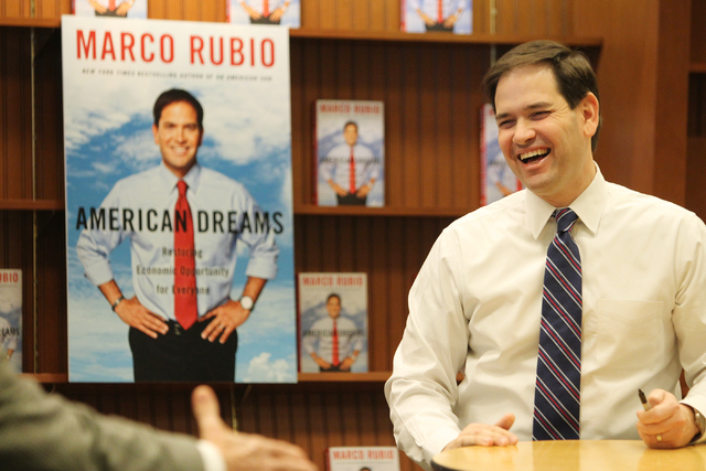 U.S. Sen. Marco Rubio, R-Fla., smiles as he meets with people during a book signing of his book, American Dreams: Restoring the Land of Opportunity, at Barnes and Noble, 2191 N. Rainbow Blvd. Wedn ...