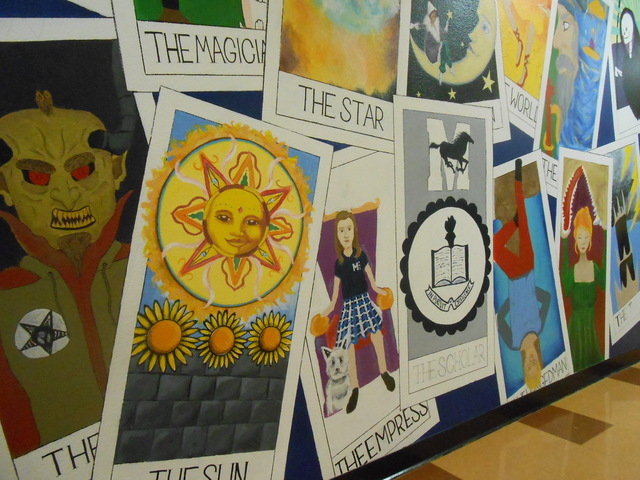 A special project for the The Meadows School's 30th Anniversary installation was this wall mural, seen Jan. 21, 2015, in the art department section of one of the buildings. Each tarot card was don ...