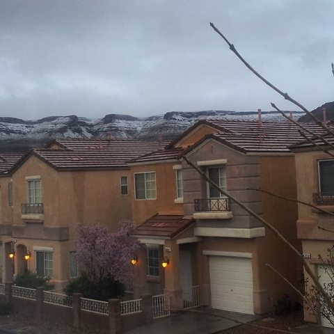 After a night of showers, some Las Vegas valley residents woke up to a cool surprise: Snow! (Courtesy, Natalia Bowen)