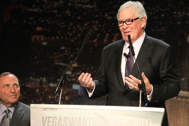Bill Foley announces the launch of the NHL team ticket deposit drive for a Las Vegas team during an event at MGM Grand casino-hotel in Las Vegas Tuesday, Feb. 10, 2015. (Erik Verduzco/Las Vegas Re ...