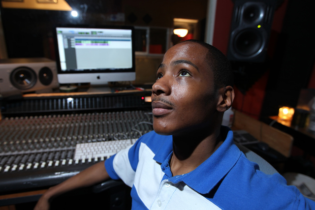 Kenneth Borner, also known as Wordz, poses for a portrait at the studio of his music producer in Las Vegas Thursday, Feb. 12, 2015. Borner, 27, a Christian rapper, was born with sickle cell anemia ...
