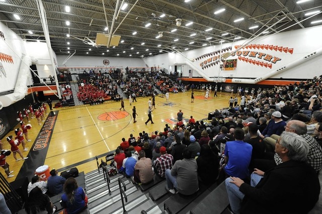 A general view of the gymnasium at Chaparral High School during a prep boy's playoof basketball game Valley Vikings and Palo Verde Panthers in the fourth quarter of the boy's Division 1 state play ...